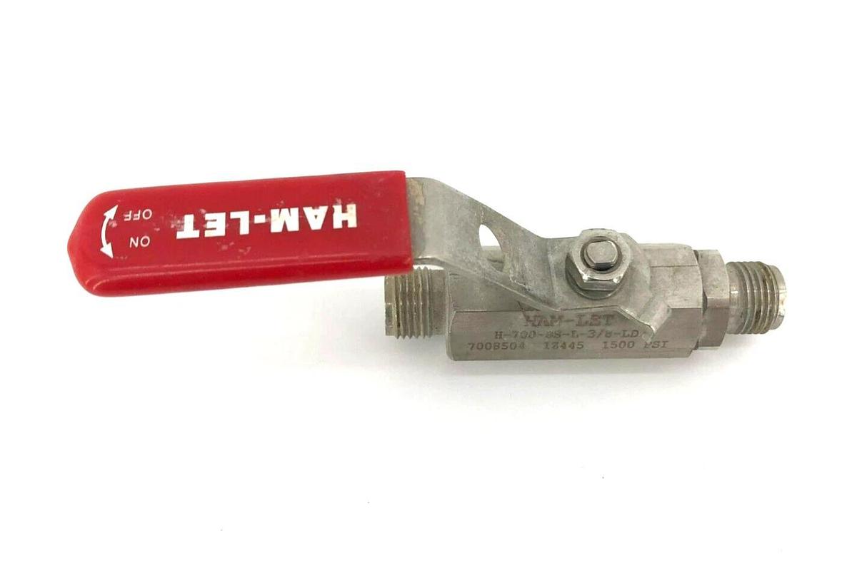 Used Ham-Let H-700-SS-L-3/8-LD Ball Valve Stainless Steel 1/2" 1500 PSI
