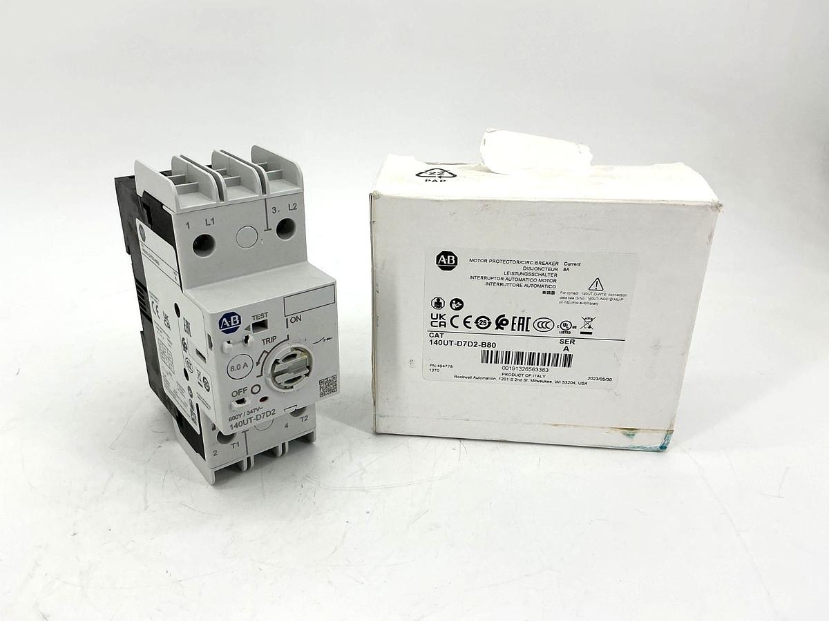 New Allen Bradley 140UT-D7D2-B80 Ser A Motor Protector Circuit Breaker 8A 480V