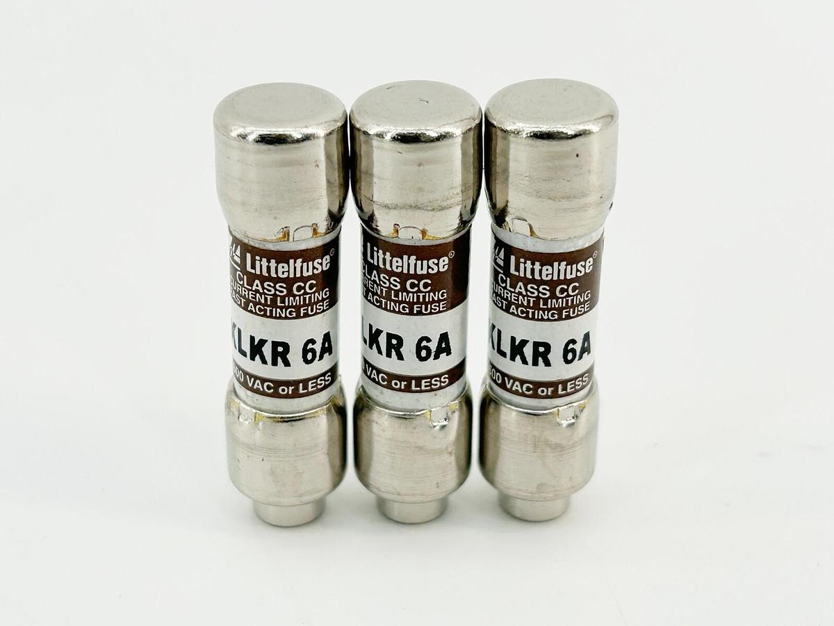 New Lot of 3 Littelfuse KLKR-6A Current Limitting Fast Acting Fuse 6A 600V No Bo