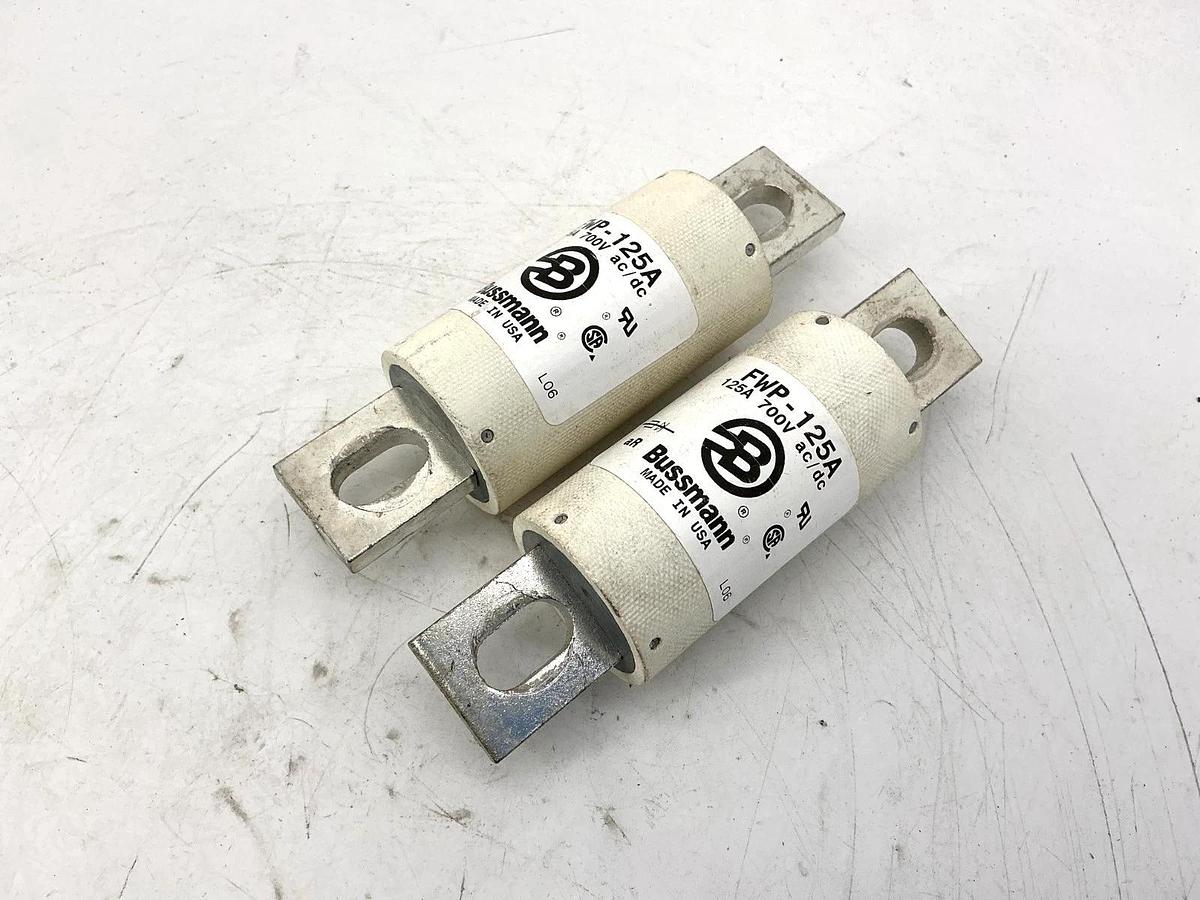 Used Lot of 2 Bussmann FWP-125A Fuse 125A 700VAC/DC