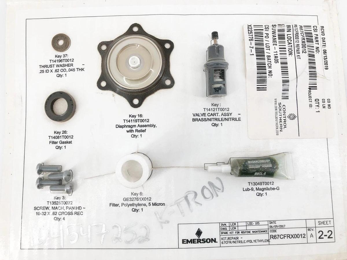New Fisher Emerson R67CFRX0012 Regulator Repair Kit 67CFR