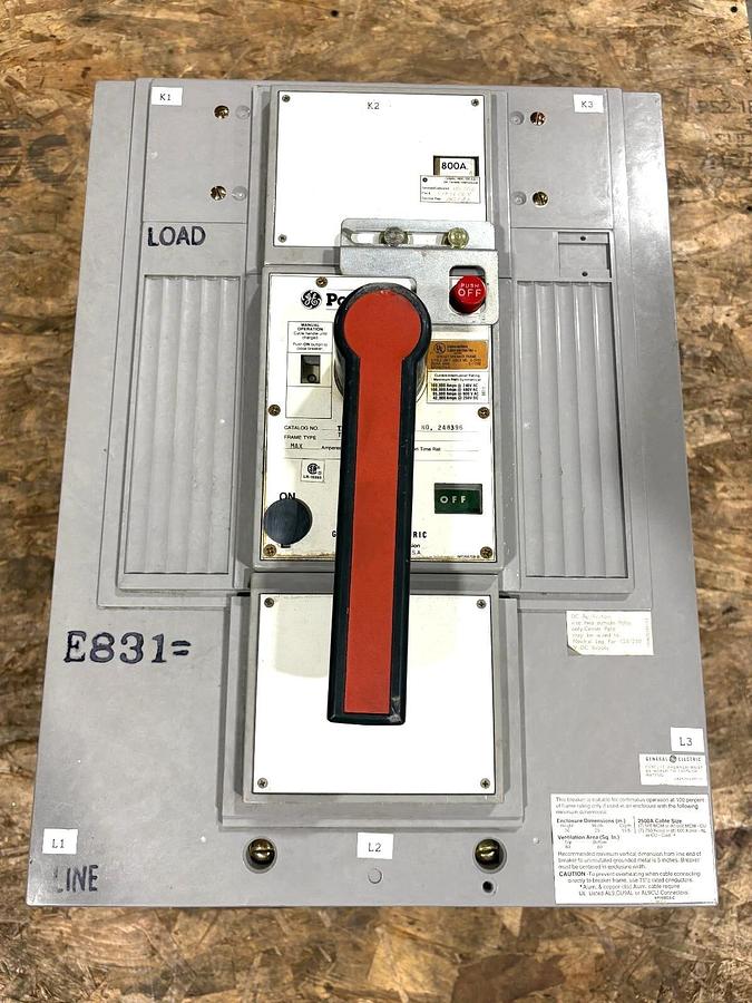 Used GE General Electric TPMMF76B Power Break Circuit Breaker w/ 800A Trip Unit