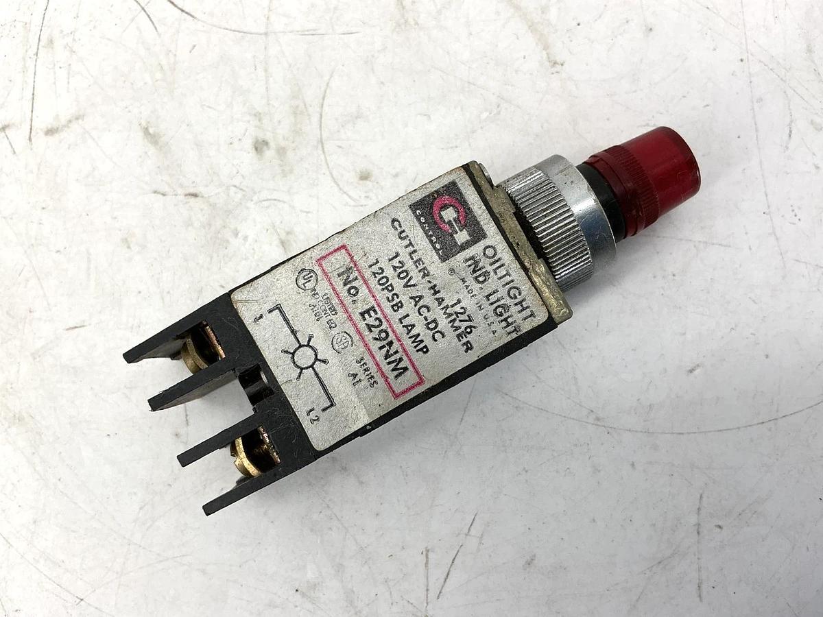 Used Cutler-Hammer E29-NM Ser A1 Oiltight Indicating Light Red 120VAC/VDC E29NM