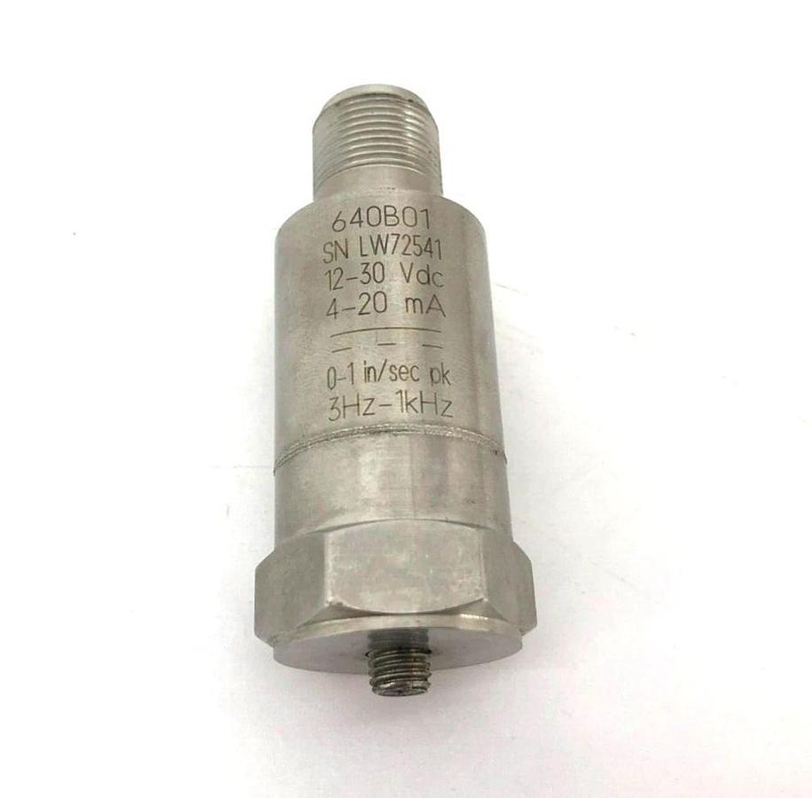 Used IMI 640B01 Industrial Vibration Sensor 4-20 MA Output 0-1 in/sec PK 3-1kHz
