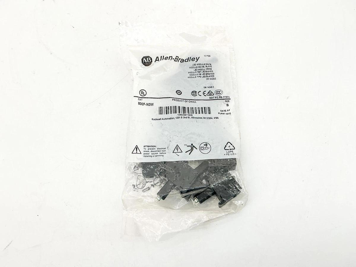 New Bag of 10 Allen Bradley 800F-N3W Lamp Module 24VAC/DC Ser.B