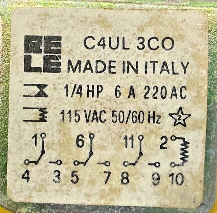 Used Lot of 2 RELE C4UL-3CO Relay 11-Pin 3-Pole 1/4HP 6A 115VAC 50/60HZ