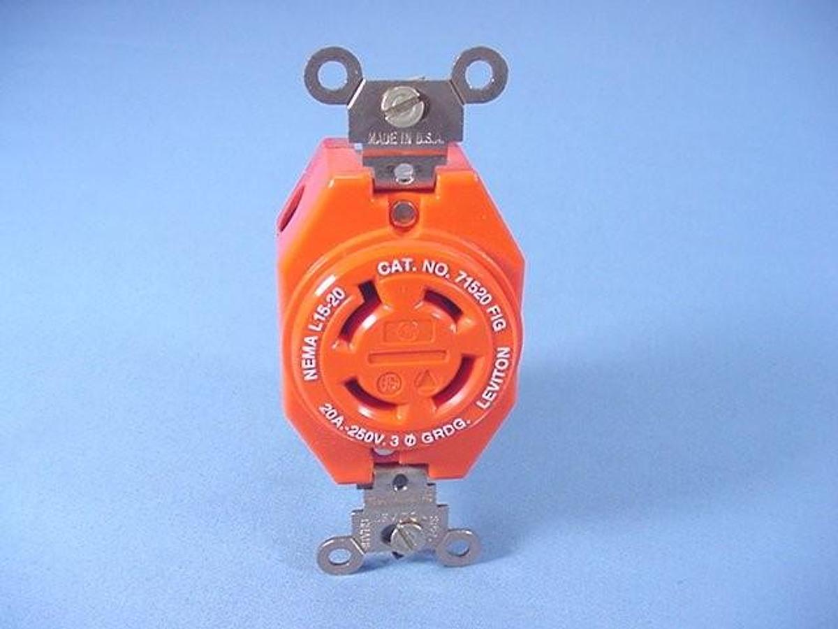 Used New Leviton 2420 Flush Mounting Locking Receptacle 20A 250V