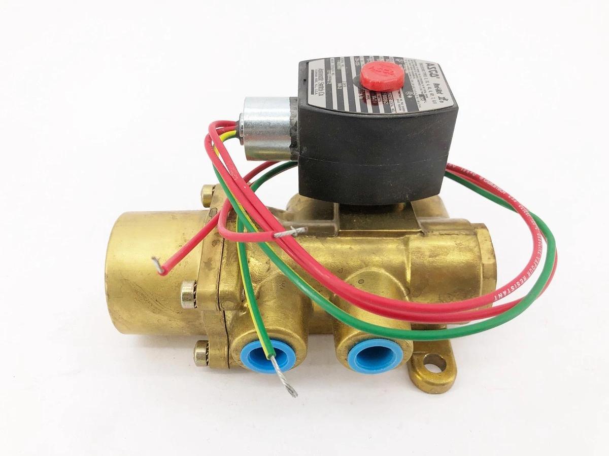 New Asco EF8344G72 110/120V Solenoid Valve Brass 4-Way 3/8" NPT