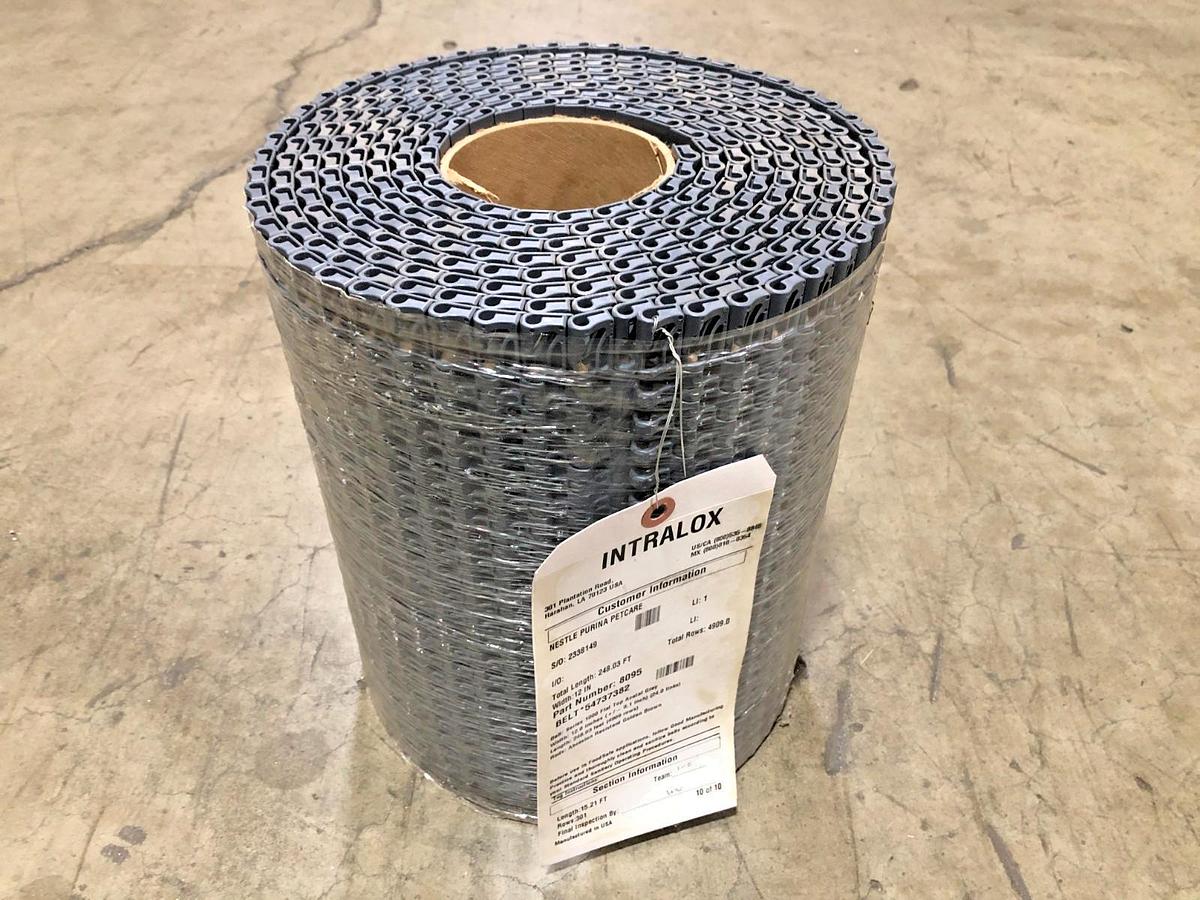 New Intralox 8095 Series 1000 Flat Top Acetal Gray 15.21FT x 12" W - No Box