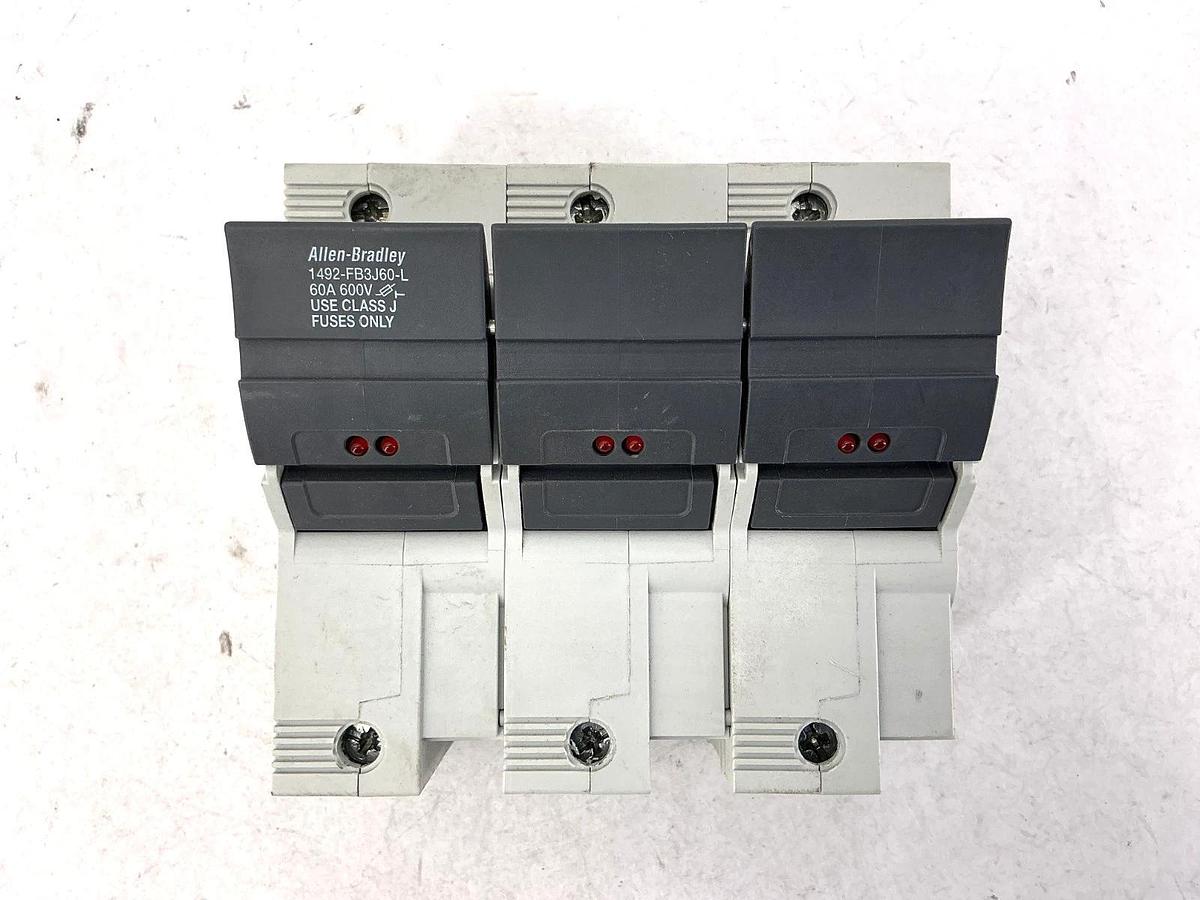Used Allen Bradley 1492-FB3J60-L Ser B Fuse Holder 60A 600V Class J Fuse Only