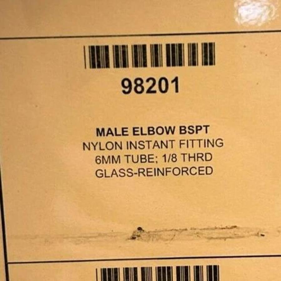 Lot of 8 New Lawson 98201 Male Elbows, BSPT, 6mm Tube, 1/8" Thrd