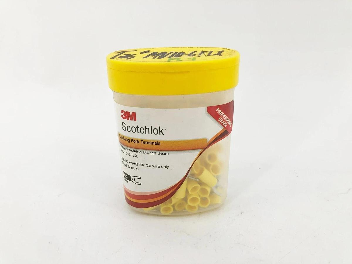 New 3M Scotchlok MV10-6FLX Locking Fork Terminals 12-10 AWG #6 Stud (Pack of 50)