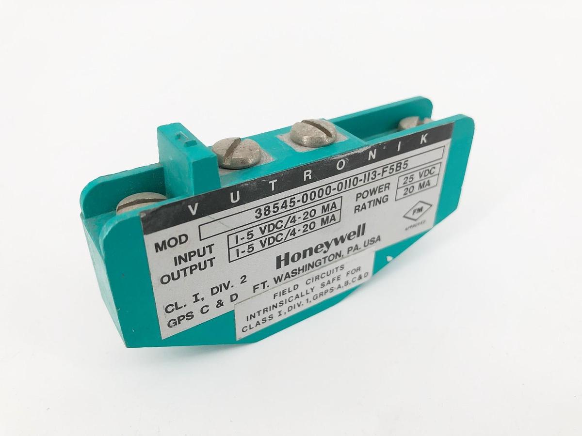 Used Honeywell 38545-0000-0110-113-F5B5 Safety Barrier 1-5VDC 4-20mA Vutronik