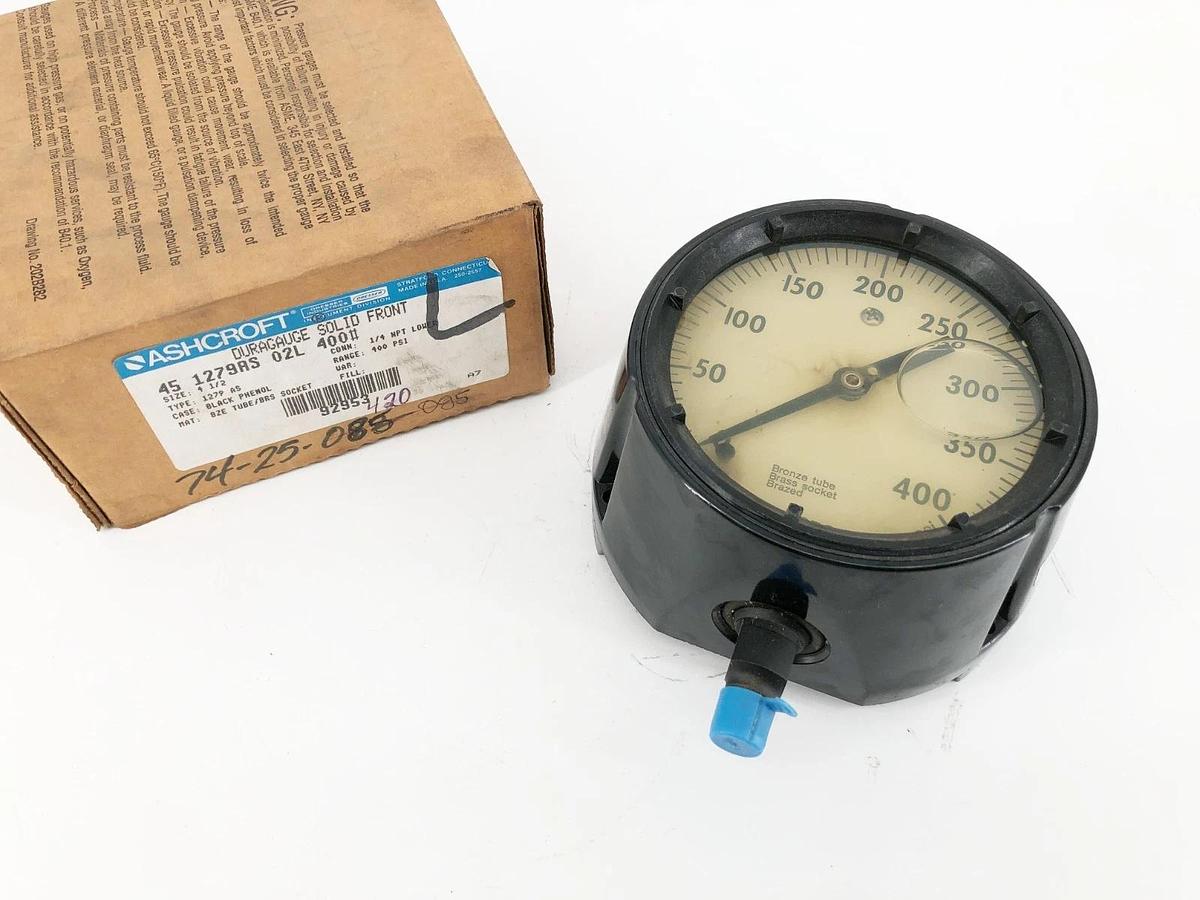 New Ashcroft 45-1279AS-02L-400# Pressure Gauge 4.5" 400psi 1/4" NPT Lower