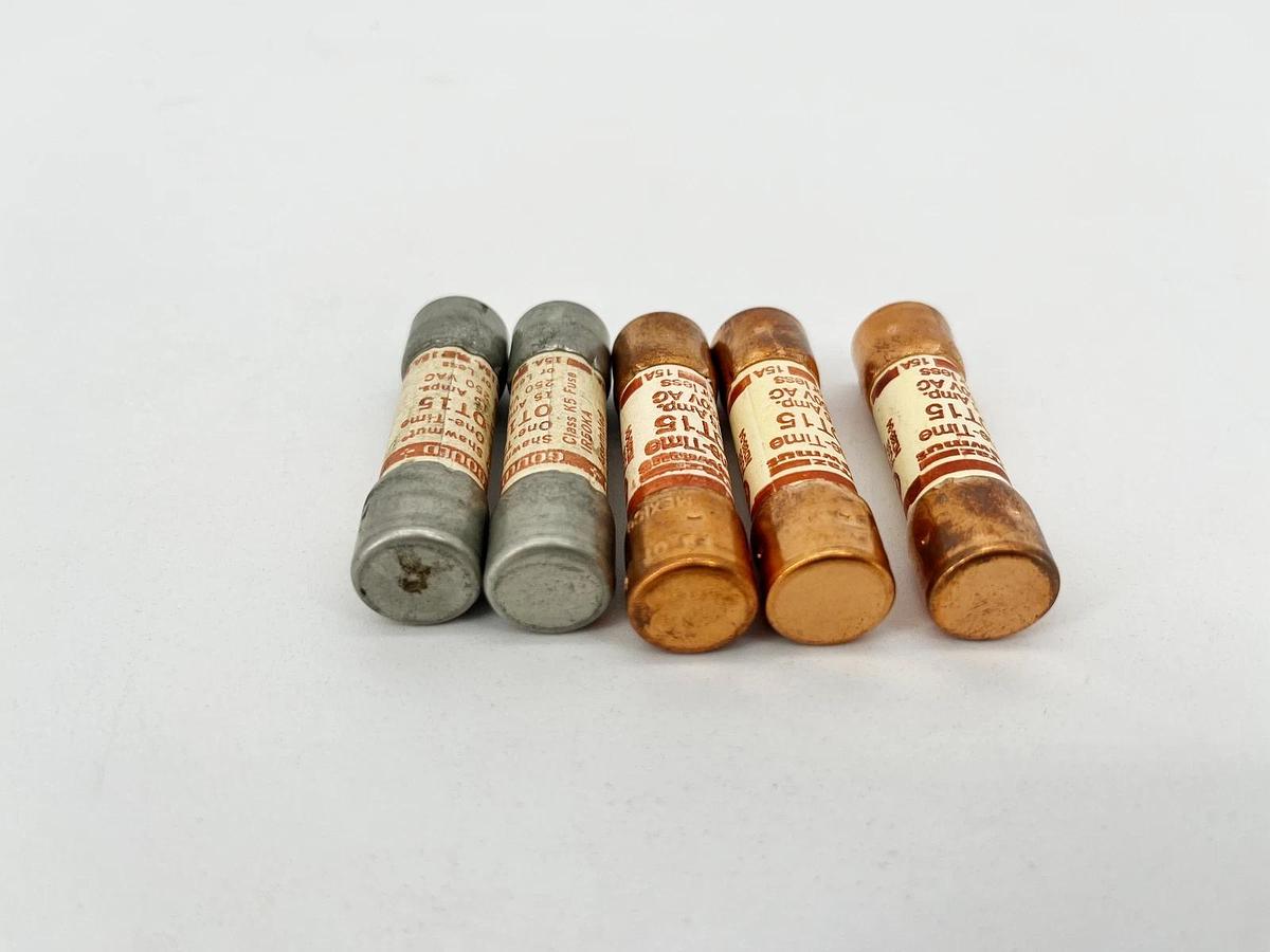 Lot of 5 New Shawmut OT15 Class K5 One-Time Fuses 15A 250V