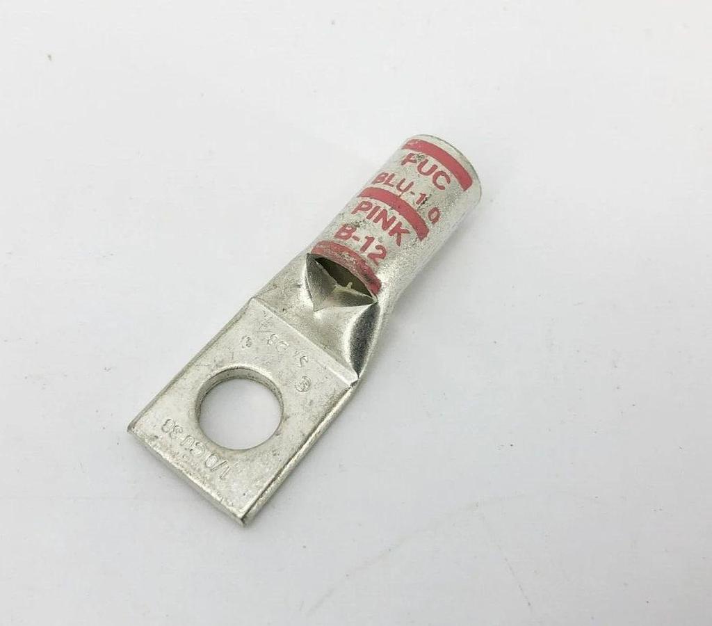 Lot of 6 New Penn-Union BLU-1/0 1-Hole Crimp Lugs Pink B-12
