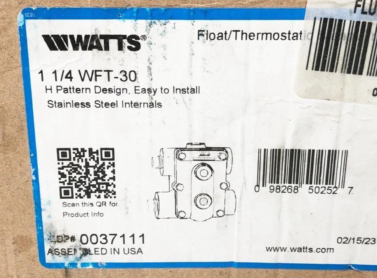 New Watts WFT-30 Regulator 250psi 1-1/4" Max Diff. Press. 30 ΔP - No Box