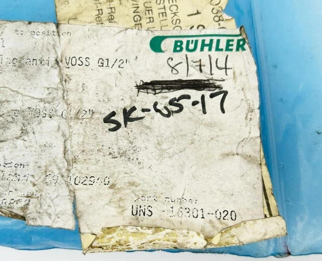 New Buhler UNS-16301-020 Valve, VOSS G1/2"