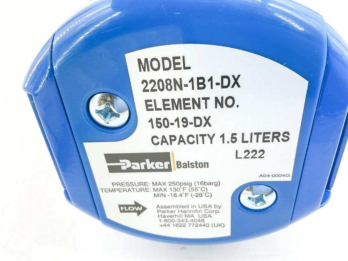 New Parker 2208N-1B1-DX Hydraulic Filter 250PSI 1.5 Liters 150-19-DX Filter