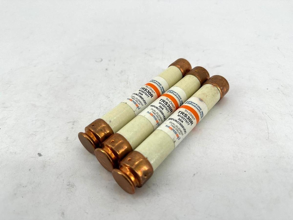 Used Lot of 3 Ferraz Shawmut TRS30R Fuses 30A 600V