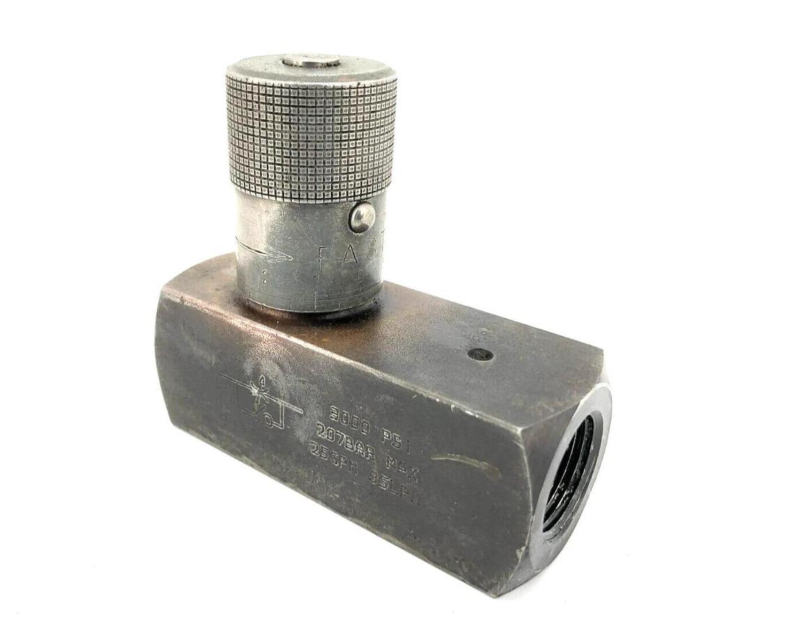 Used DMIC FC1H-0750N Unidirectional Flow Control Valve, 3000psi, 3/4" NPT
