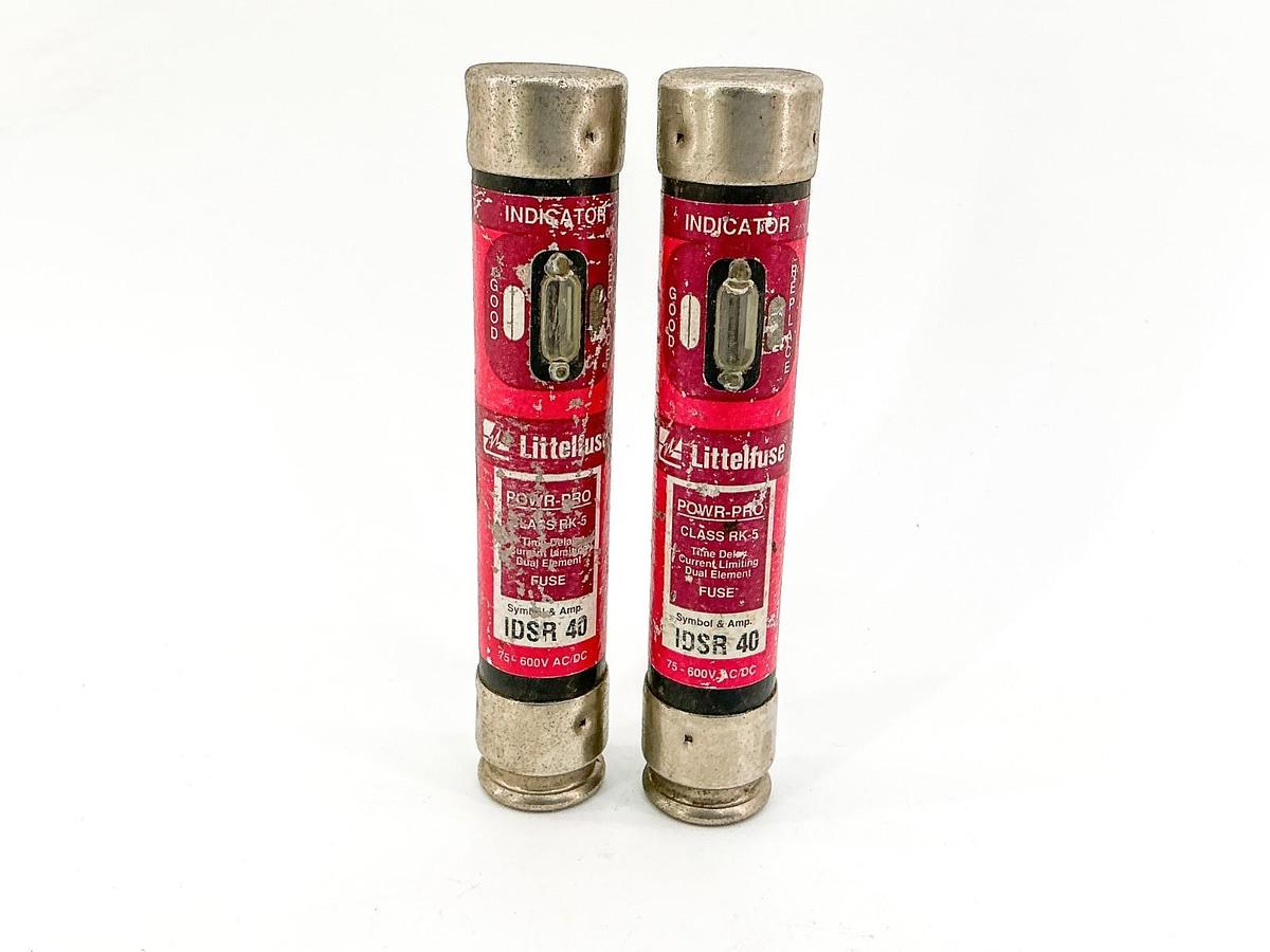 New Lot of 2 Littelfuse IDSR-40 Time Delay Dual Element Fuse 40A 600V Class RK5