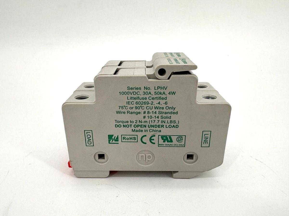 New Littelfuse LPHV002 Powr-Safe 2-Pole Fuse Holder 30A 1000VDC Max