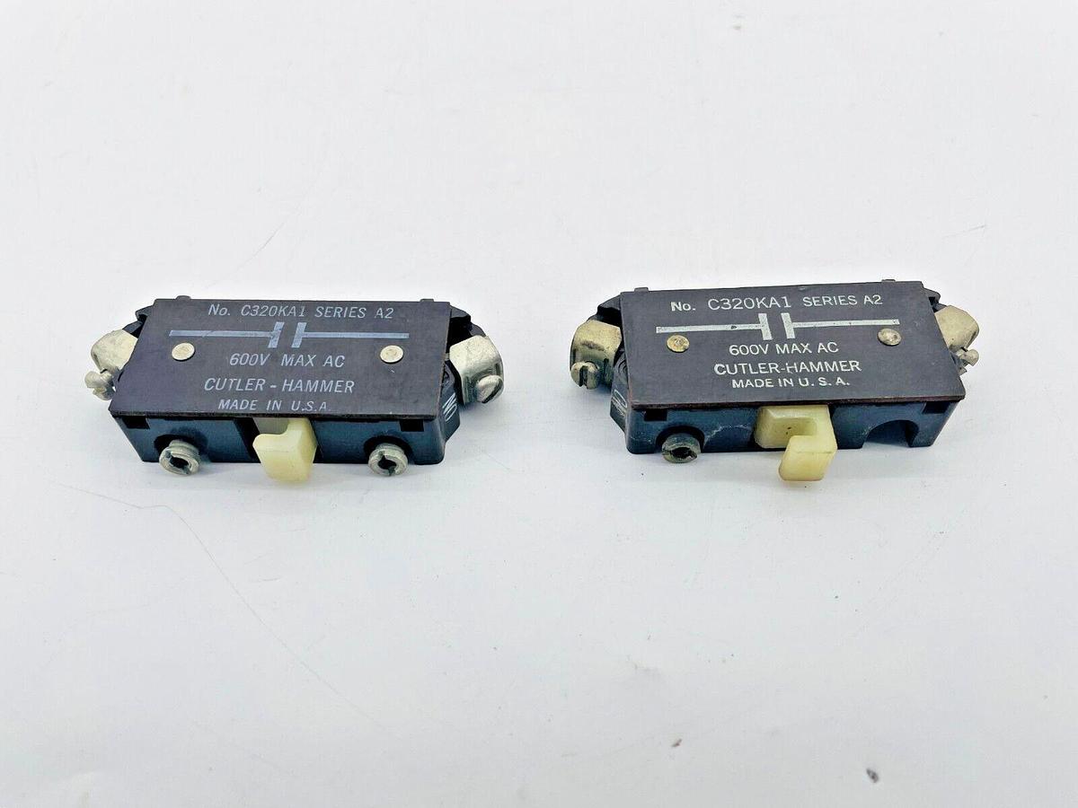 Used Lot of 2 Cutler Hammer C320KA1 Auxiliary Contact 600V