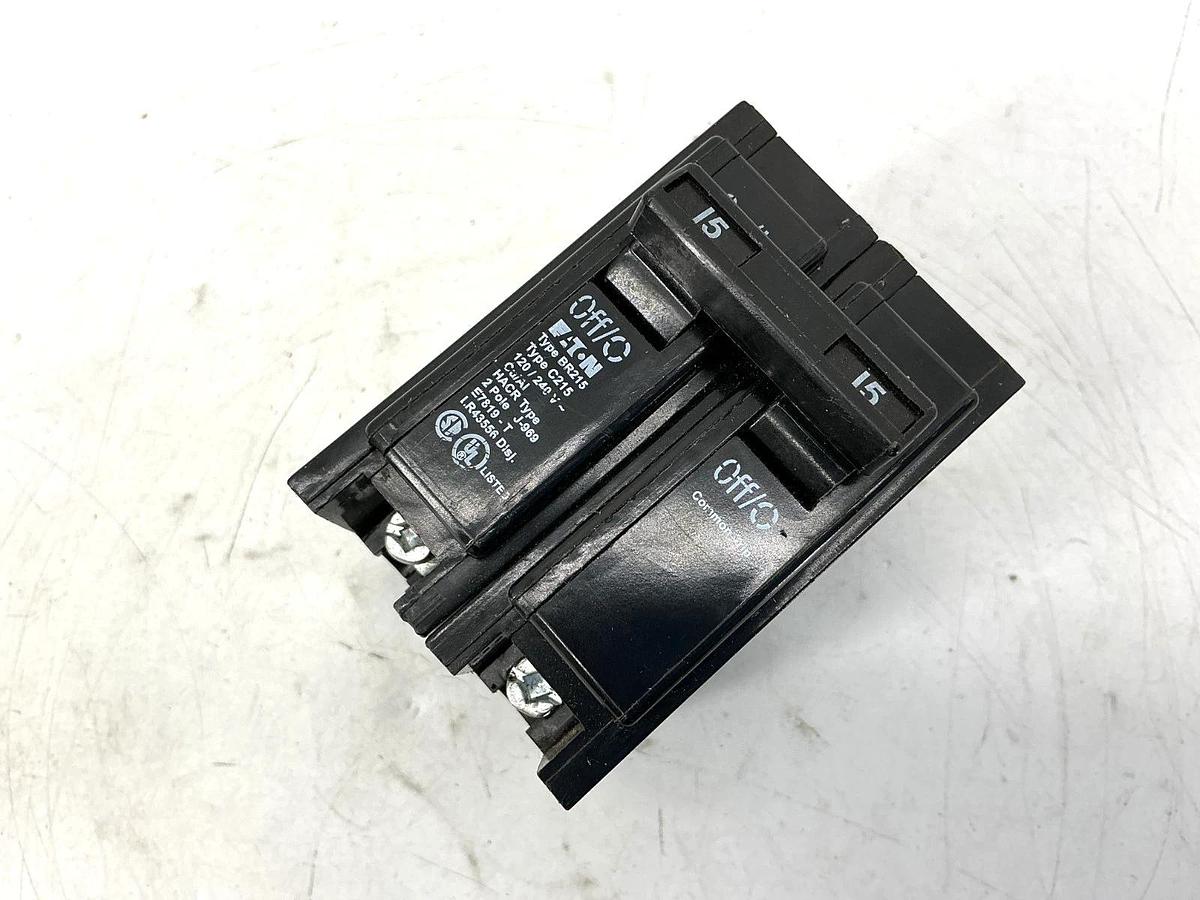 Used Lot of 2 Eaton Cutler-Hammer BR215 Circuit Breaker Type C215 2-Pole 15A 120/240V