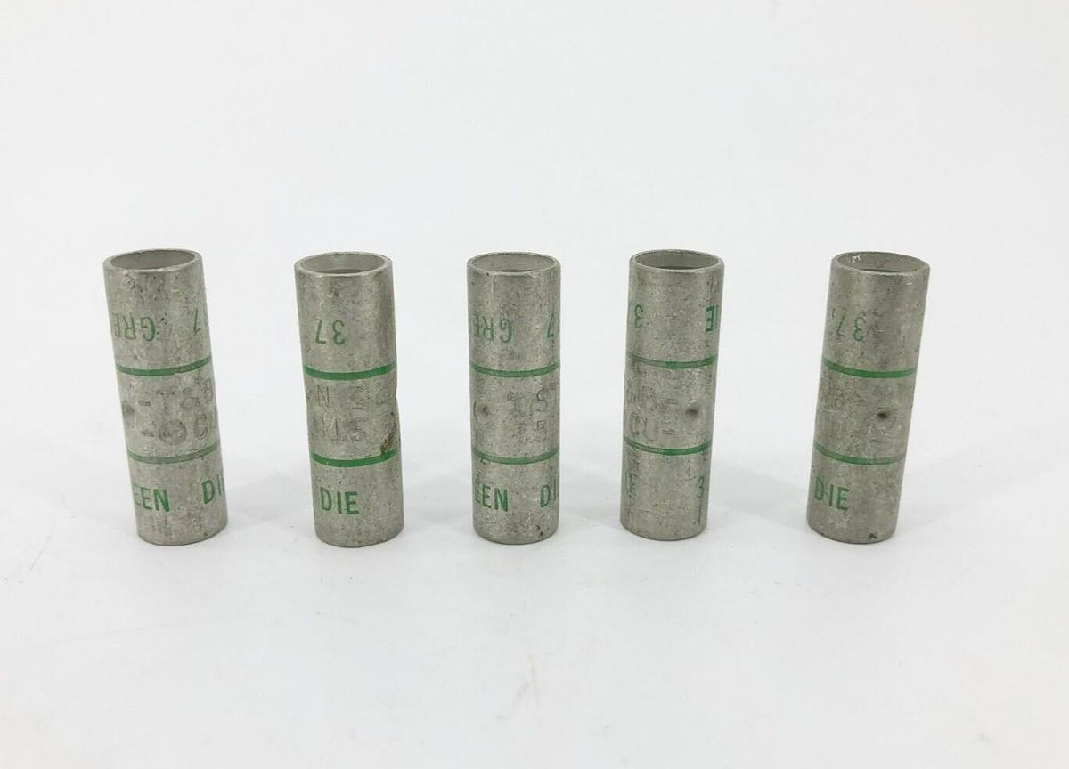 Lot of 5 New Thomas & Betts 1STR 75N Barrel Compression Splices Green Die 37
