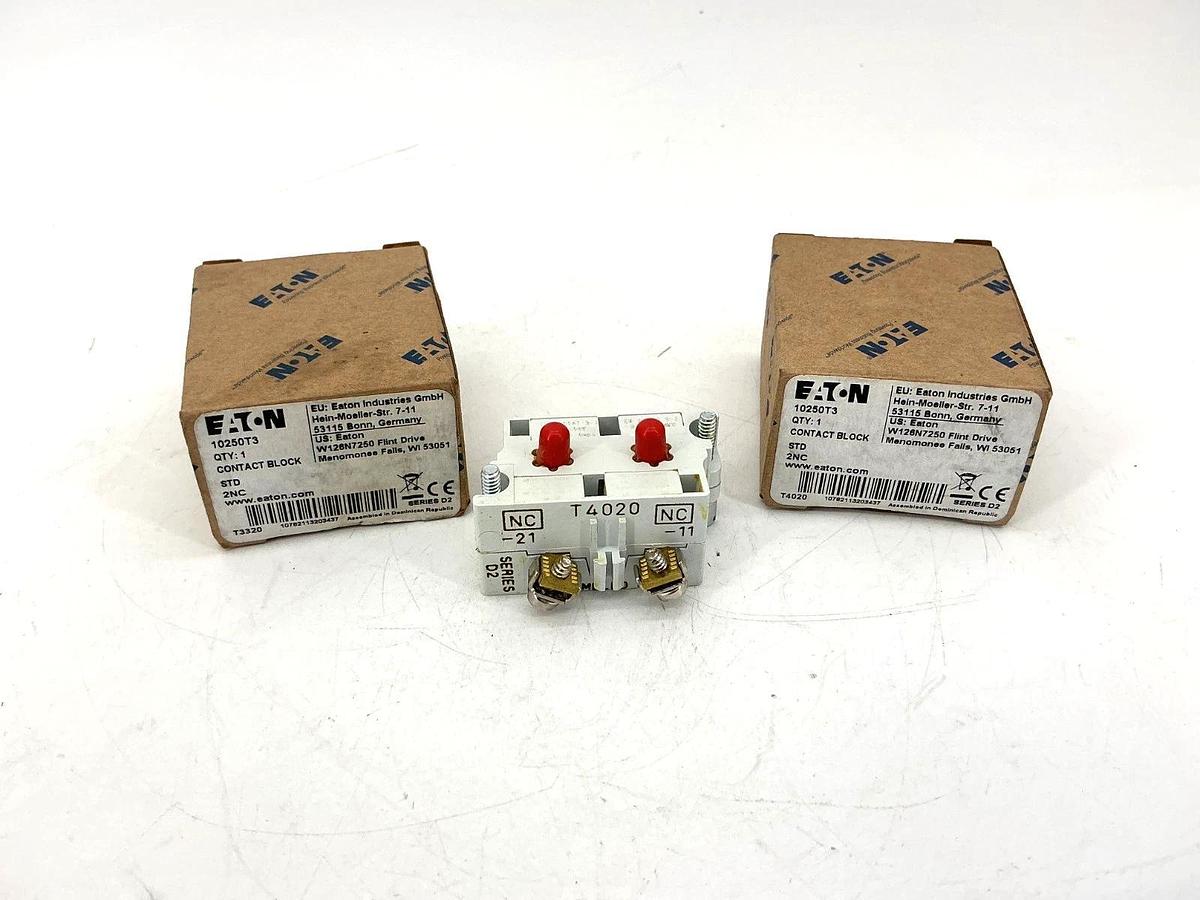 Lot of 2 New Eaton 10250T3 Ser D2 Contact Block 2NC 10A 600V