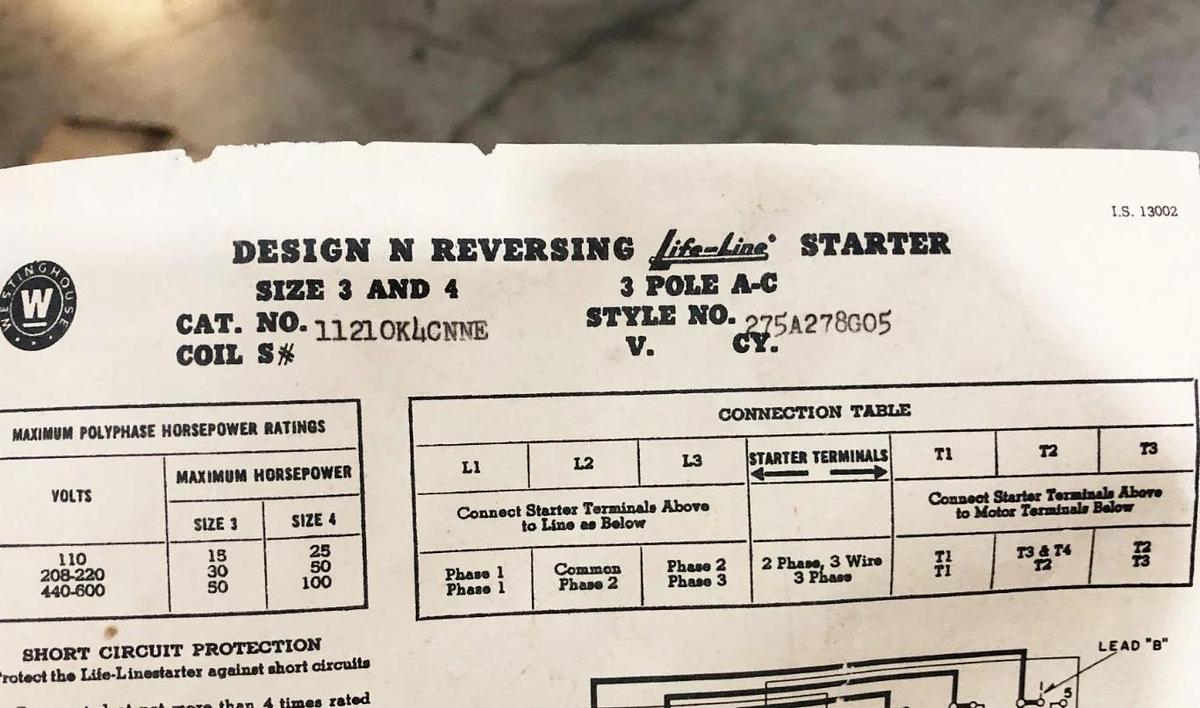 New Westinghouse 11210K4CNN Life-Line Starter 100HP Max Size 4 Type N