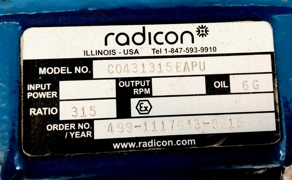 New Radicon C0431315EAPU Gearbox 315:1 499-1117643-0915 - No Box