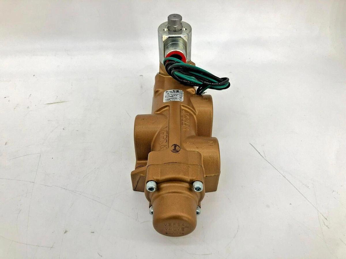 Used Versa VSG-3721-U-14-A120 3-Way Valve 120V 60HZ 1" Brass New Surplus