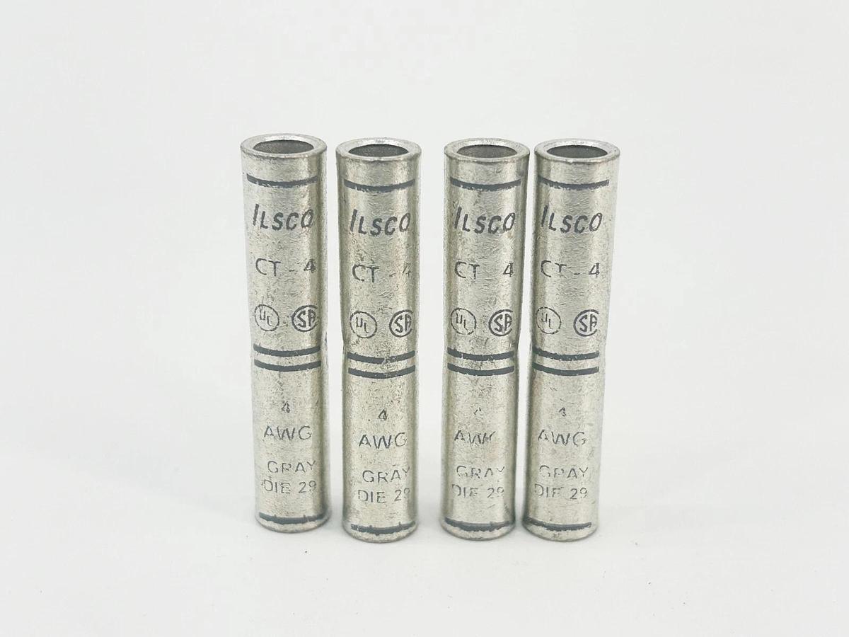 New Lot of 4 Ilsco CT-4 Copper Compression 4TUL 4AWG