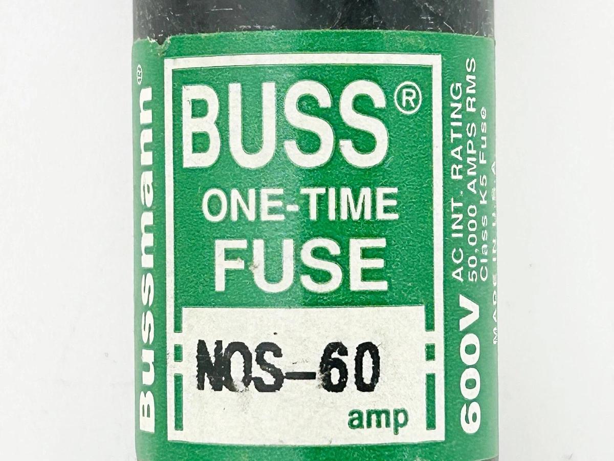 New Lot of 2 Bussmann NOS-60 One Time Fuse 600V 60A