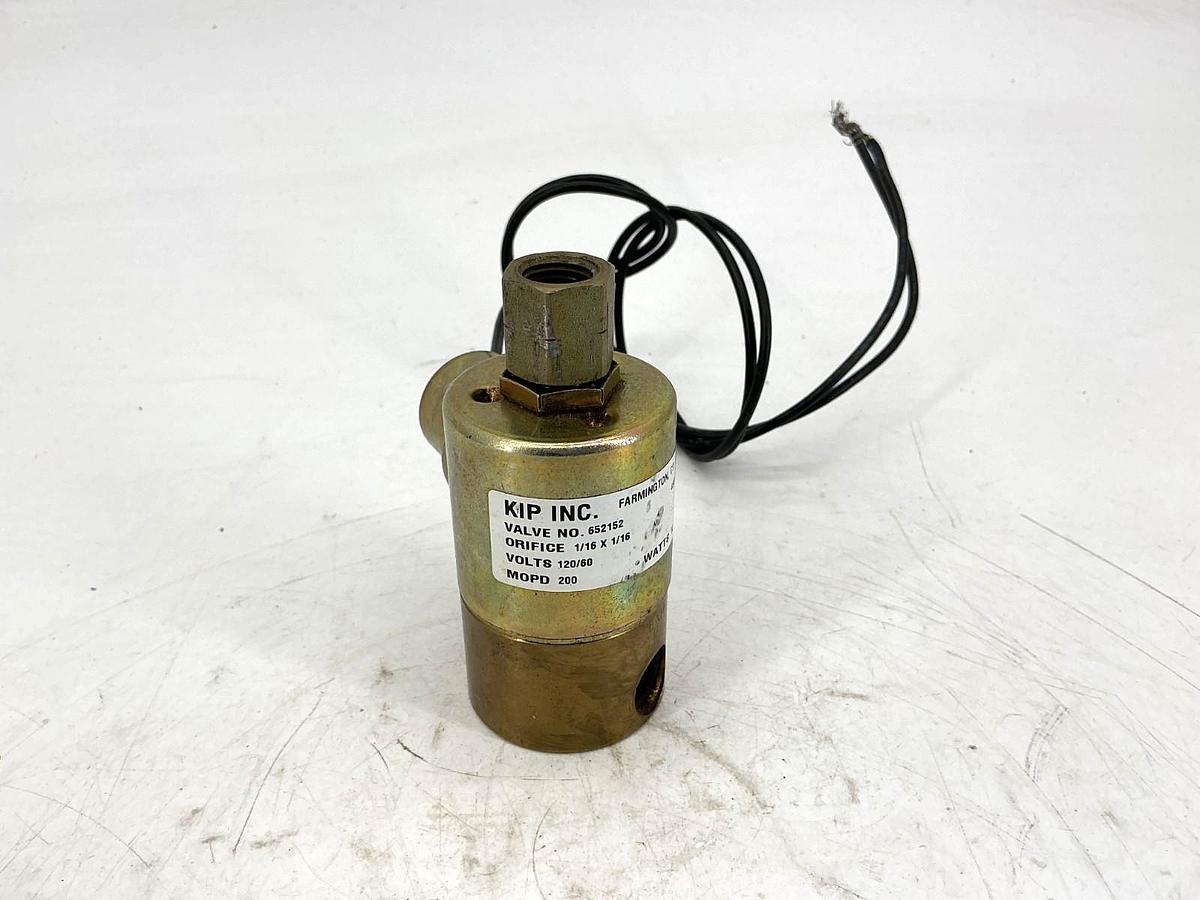 Used KIP Inc 652152 Solenoid Valve ORIFICE 1/16 X 1/16 MOPD 200 10Watts 120VAC 60HZ