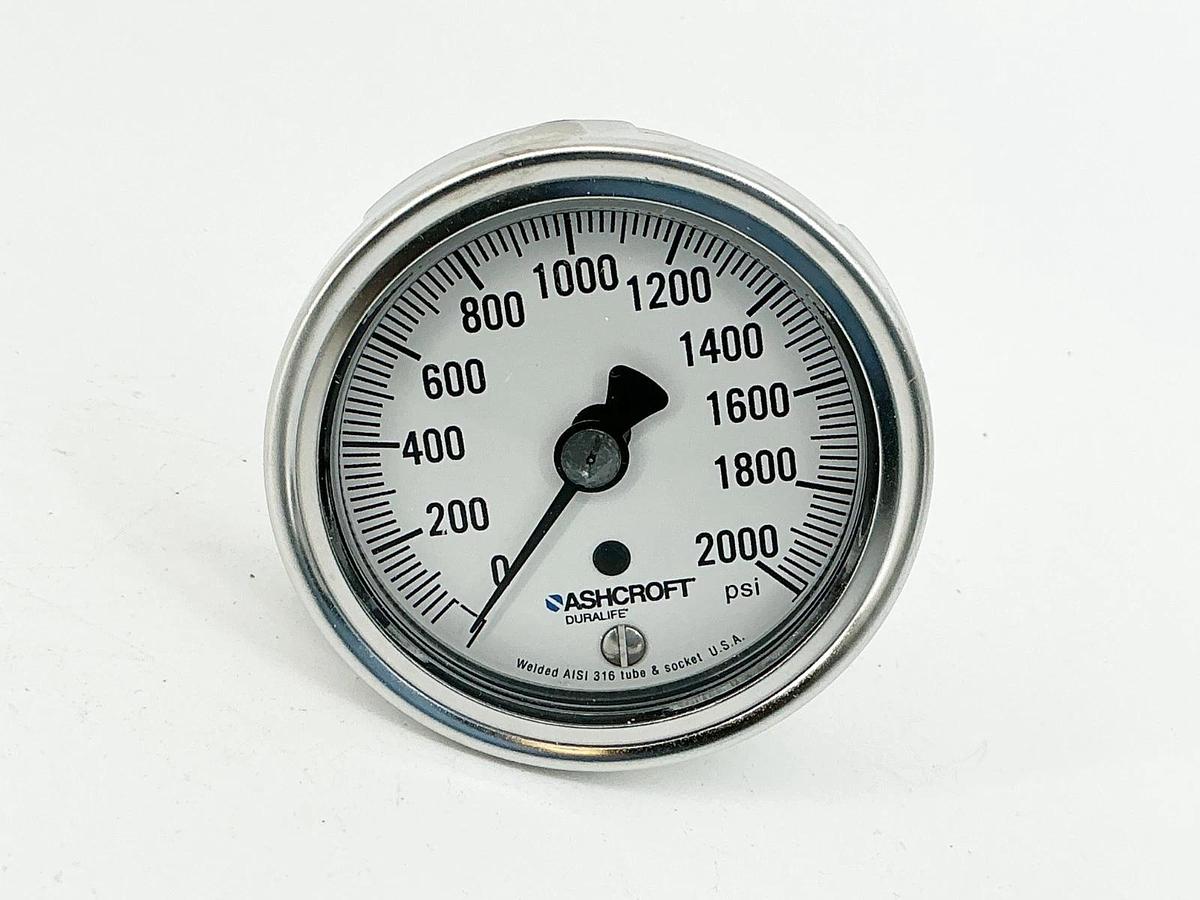 New Ashcroft 25-1009-SW-02B-2000# Pressure Gauge 0-2000PSI 2.5" Face 1/4" NPT