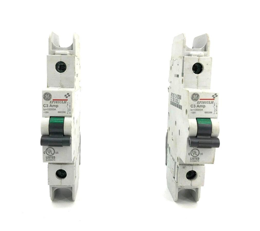 Used Lot of 2 GE General Electric EP101ULHC03 Mini Circuit Breaker 690268