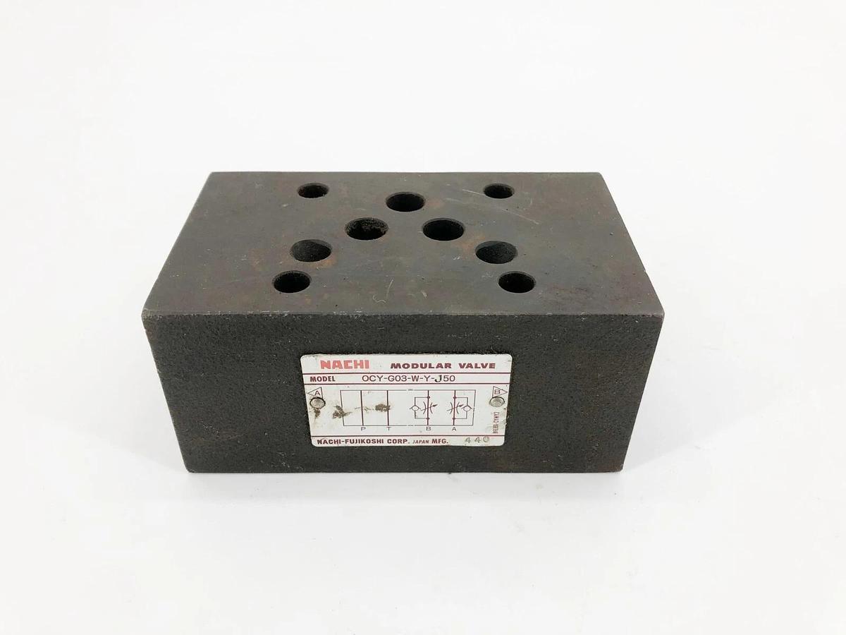 Used Nachi OCY-G03-W-Y-J50 Modular Valve Mfg. 440 (Missing Parts)