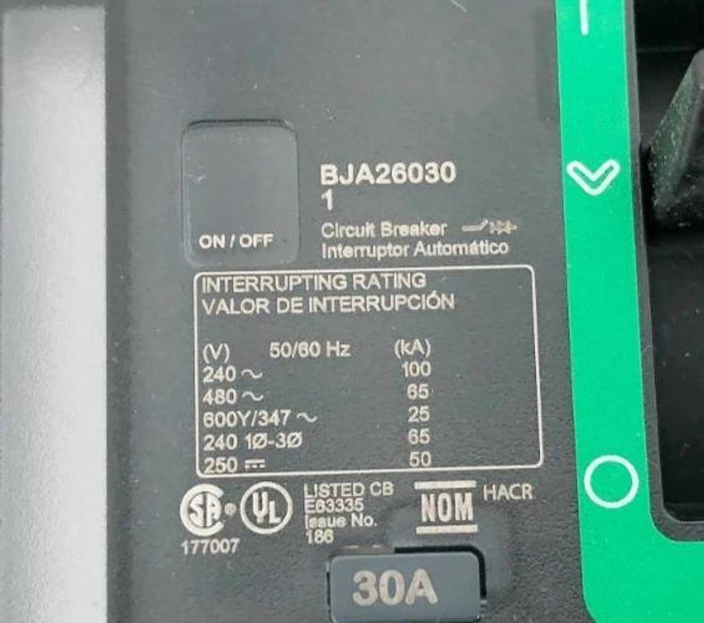 New Schneider Electric BJA260301 Circuit Breaker 30A 2P 600Y/347VAC - No Box
