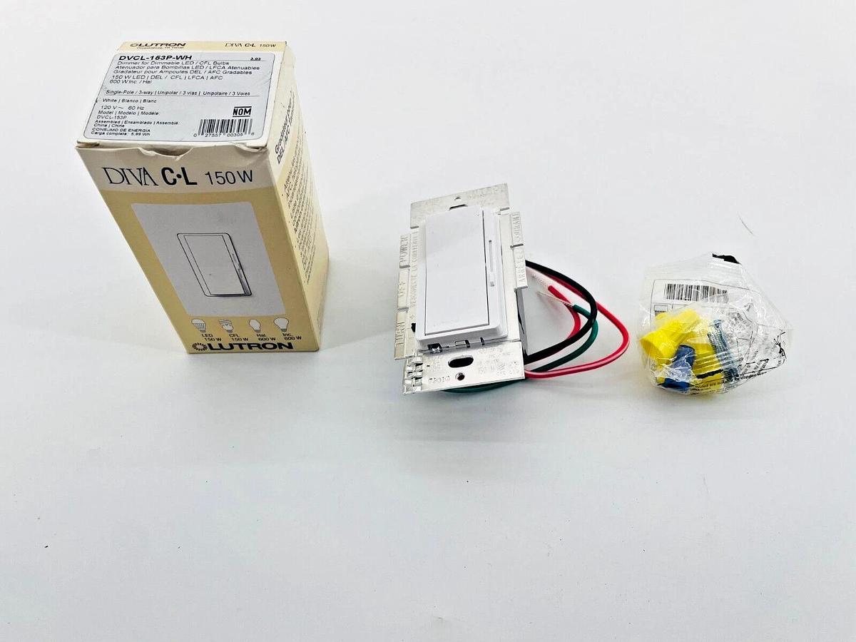 New Lutron DVCL-153P-WH Dimmer Wall Switch 150W 1P 3 Way White