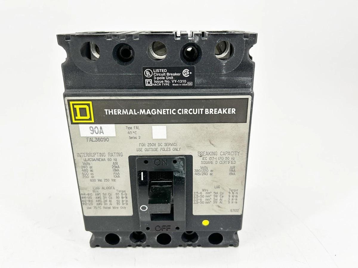 New Square D FAL36090 Circuit Breaker 3 Pole 600V 90A 60/60Hz