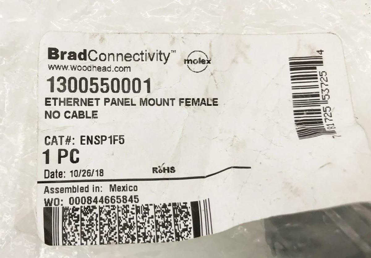 Lot of 2 New Brad Connectivity 1300550001 Ethernet Panel Mounts Female ENSP1F5