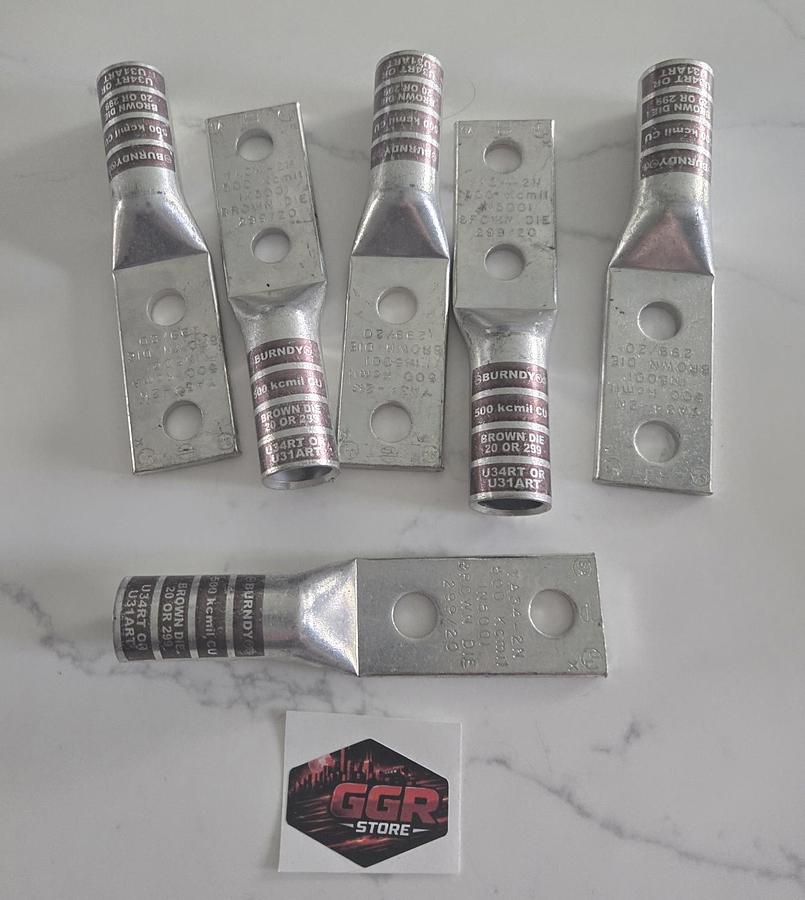 New Burndy QA34-2N Terminal Grounding Lug 400-500 KCMIL 2-Hole 1/2" - No Box