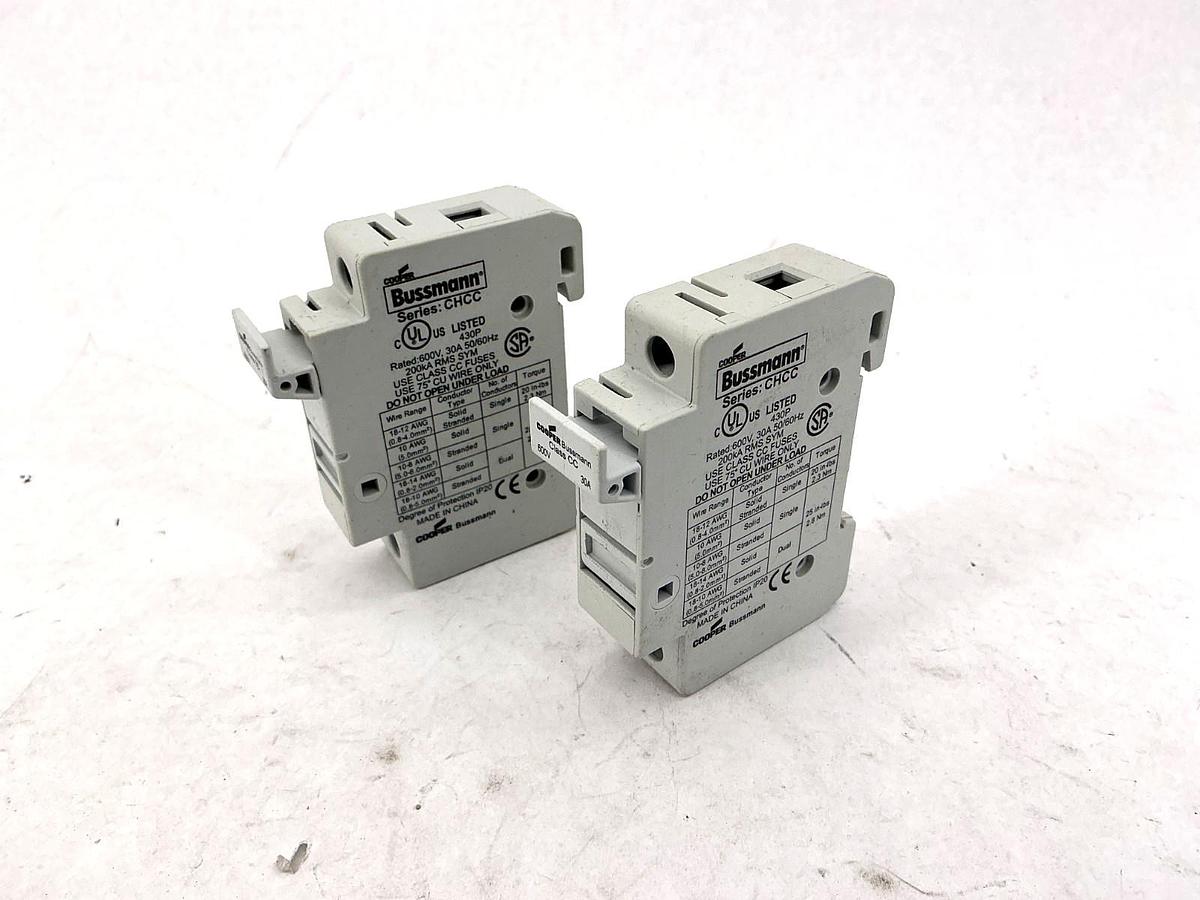 Lot of 2 New Bussmann CHCC Fuse Holder Class CC 30A 600V 50/60HZ