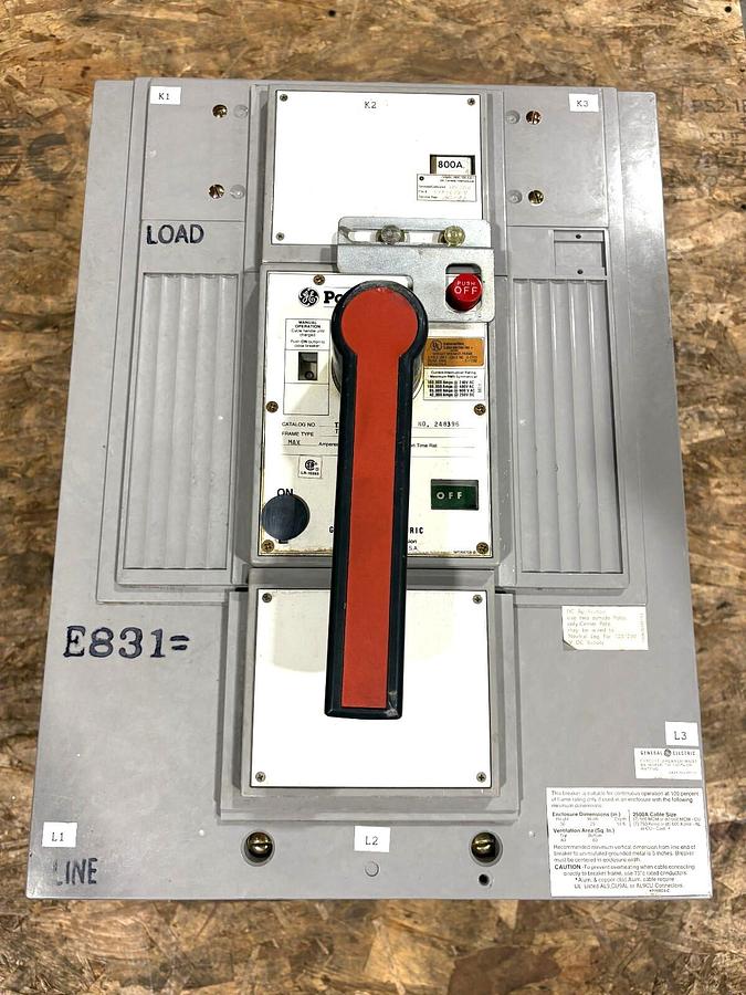 Used GE General Electric TPMMF76B Power Break Circuit Breaker w/ 800A Trip Unit