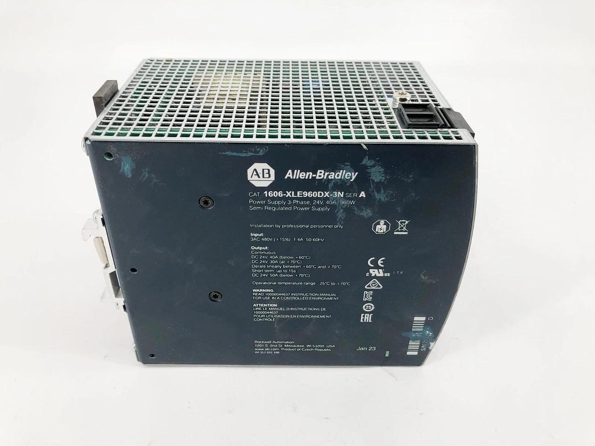 Used Allen Bradley 1606-XLE960DX-3N Ser. A Power Supply 3PH 24V 40A 960W
