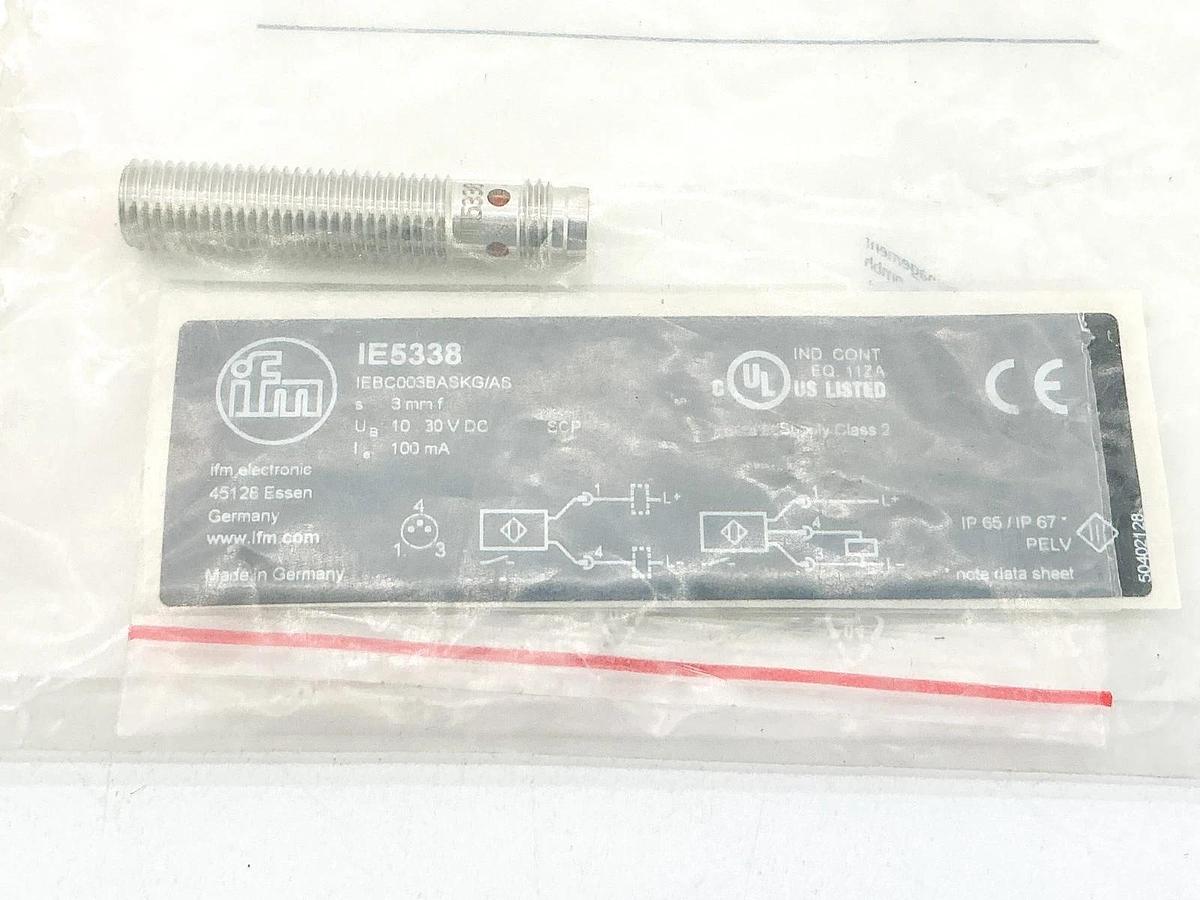 New IFM IE5338 Inductive Sensor 10-30VDC 100mA IEBC003BASKG/AS