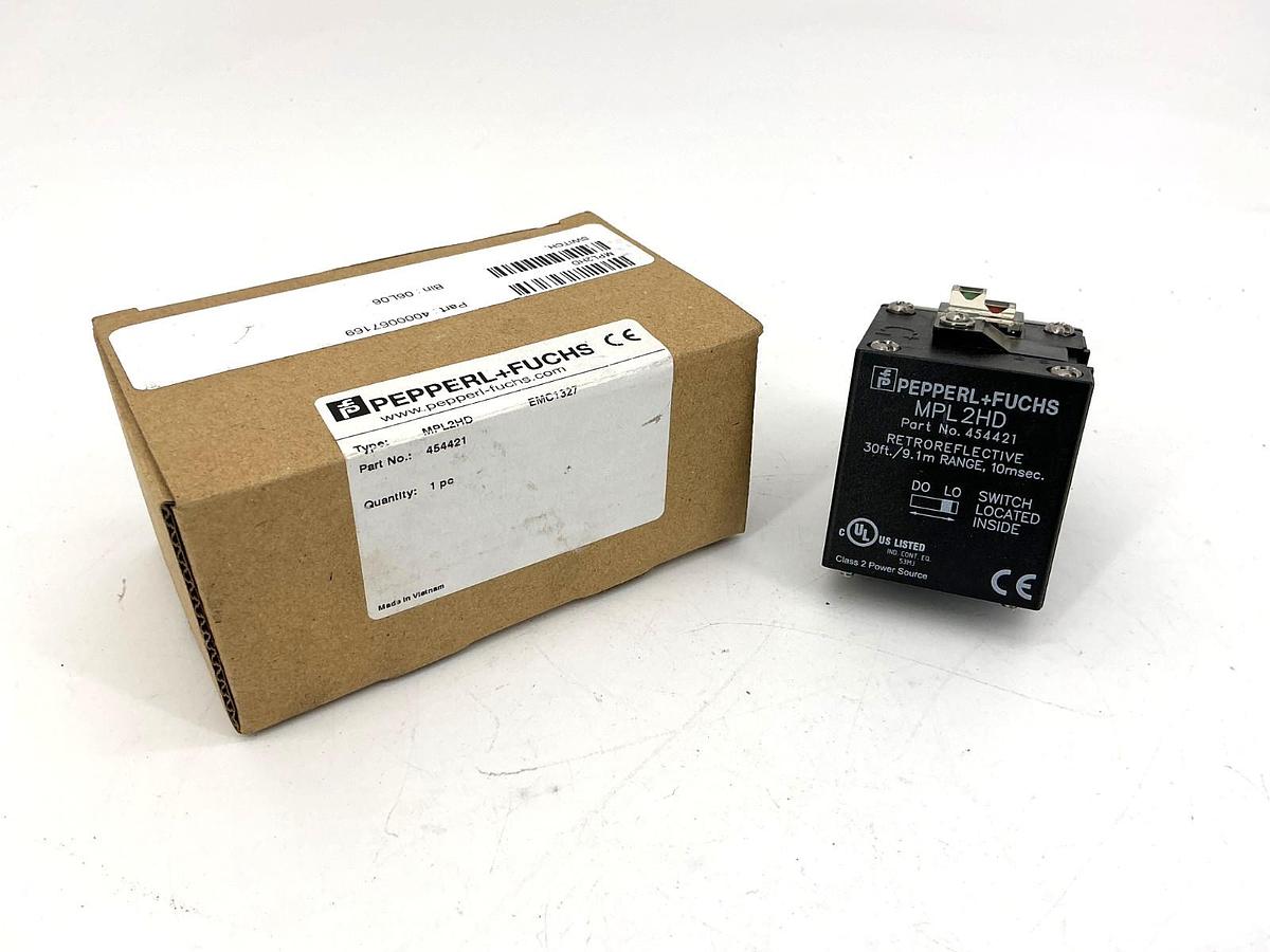 New Pepperl+Fuchs MPL2HD Photoelectric Sensor Retroflective Range 9.1m 454421